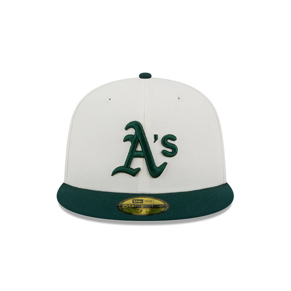 New Era 5950 Oakland A's Retro E1 Fitted Hat (60305784) Cream/Green / 7 1/4