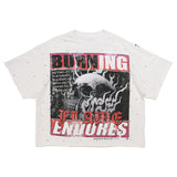 First Row Breaking News Burning Flames Cropped Tee (FRM3026)