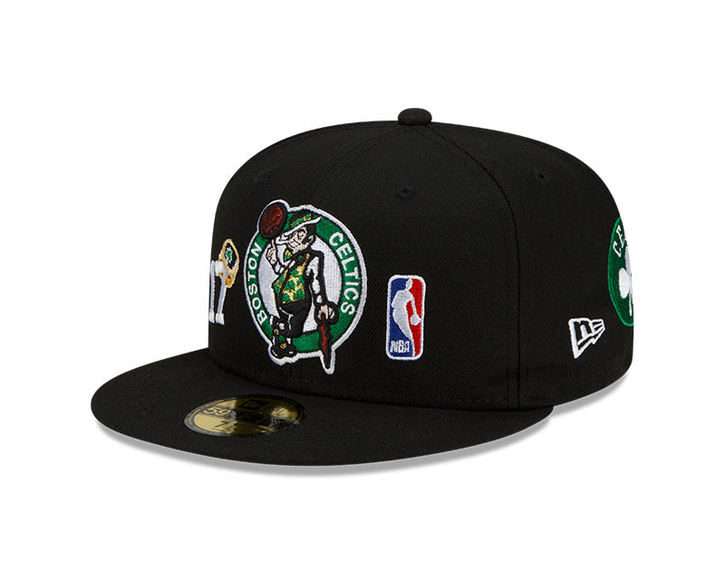 New Era NBA Boston Celtics Count The Rings 59FIFTY Fitted Hat in Black/Black Size 7 1/8